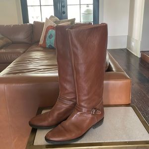 J Crew genuine leather, cognac/camel riding boots